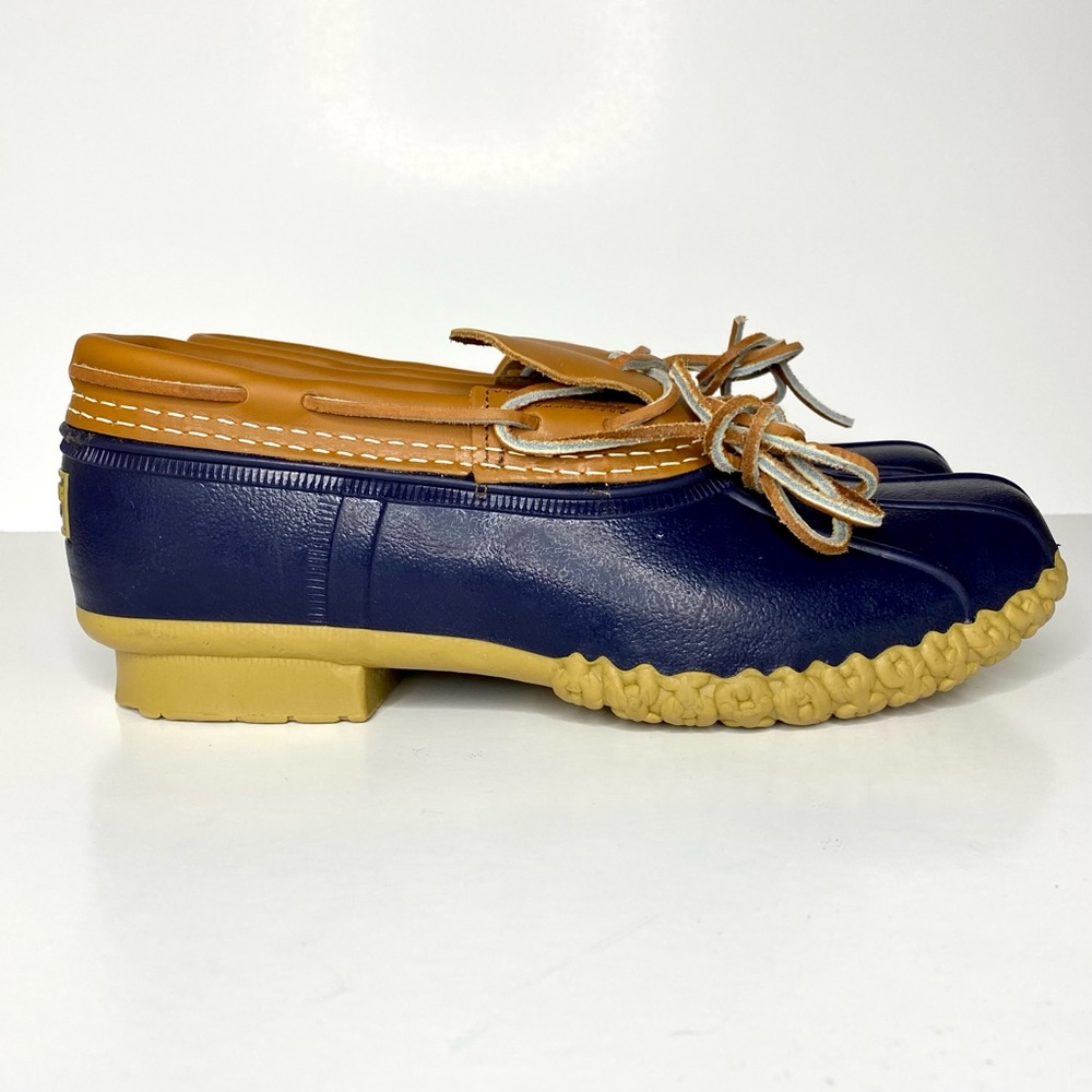 L.L. Bean Duck Boots Size 8 Ankle Boots Tan/Navy